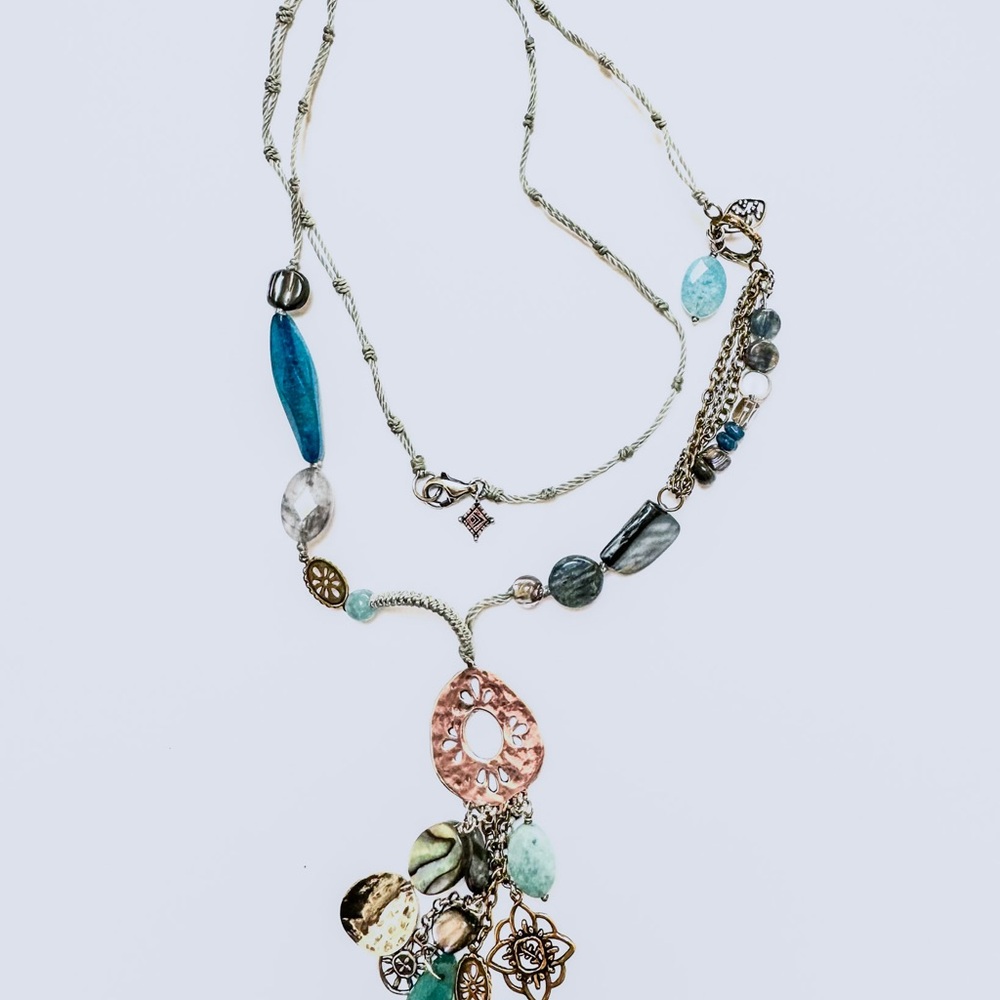 SILPADA Necklace Charm Kyanite Sterling N2437 Abalone 30” Long EXCELLENT COND